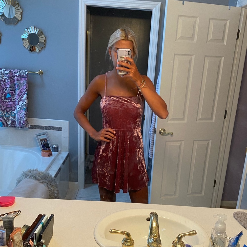 Forever 21 pink crushed velvet dress